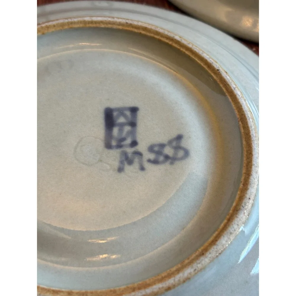 Iron Mountain Stoneware Marthas Flowers Saucers Set 2 Blue Floral 1988 Vintage‎